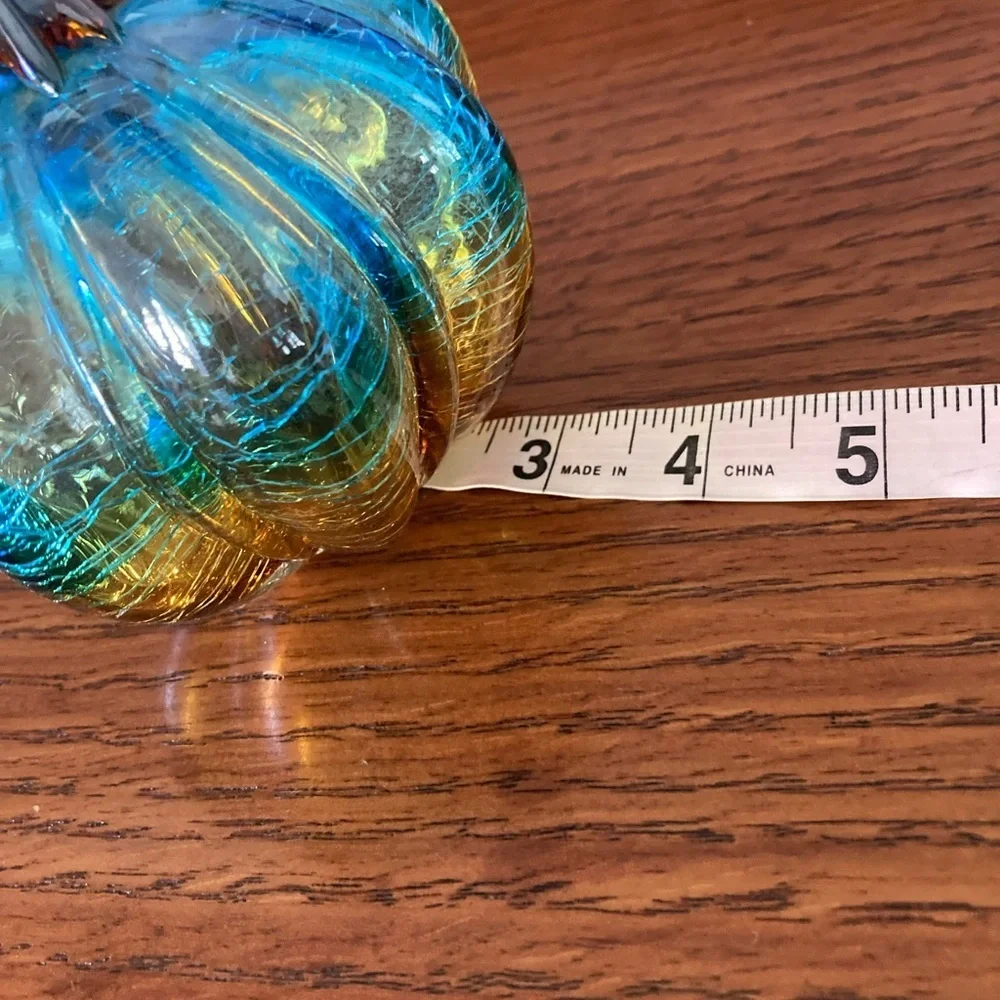 Art Glass Pumpkin Pier One hand blown Thanksgiving 5 1/2”